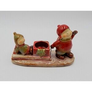 Yankee Candle Tea Light Holder by Ronnie Walter Kids With Sled Winter Holiday